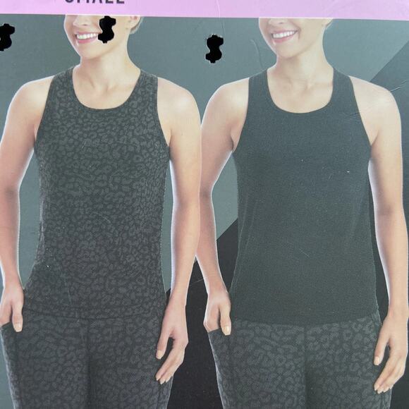 Members Mark Womens Semi Fitted Zen Tank Tops 2-Pack Leopard/Black Size S - Picture 6 of 7